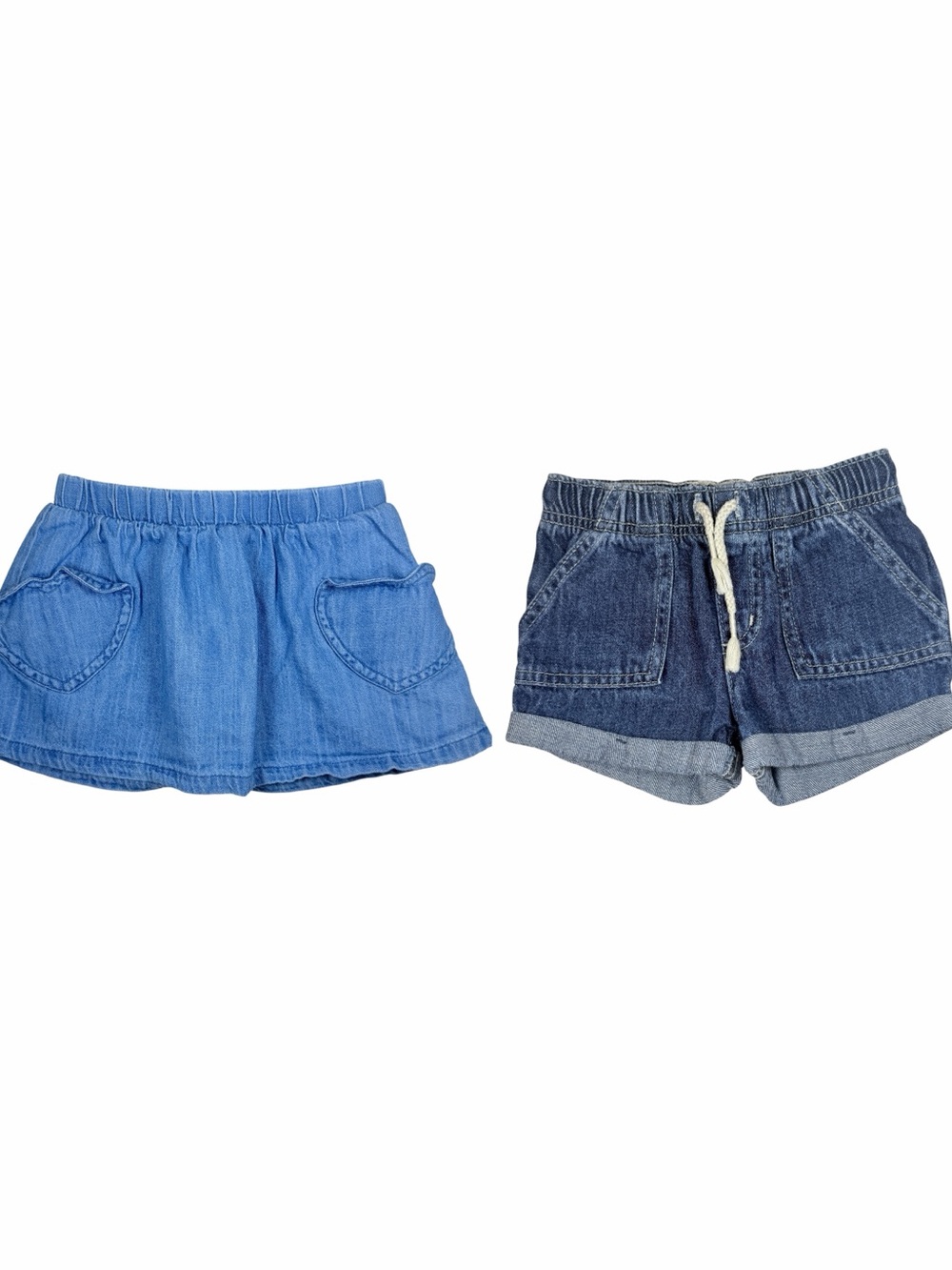 Cat & Jack 2T Denim Shorts & Heart Pocket Skort Bundle NWOT